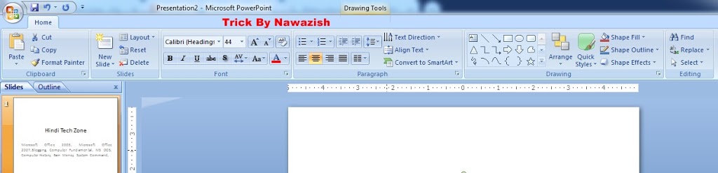 Home Tab in Microsoft PowerPoint 2007