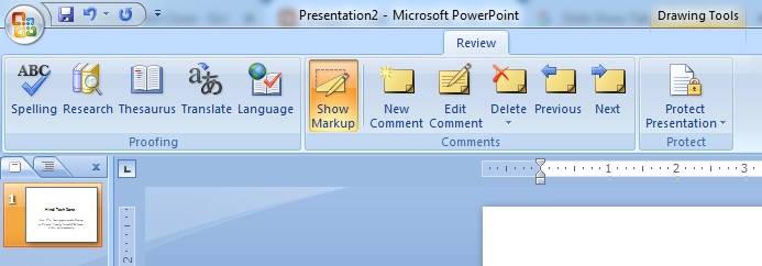 Review Tab in PowerPoint 2007