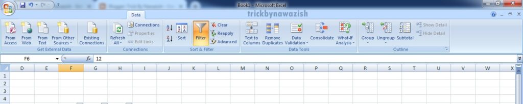 Data Tab in MS Excel 2007