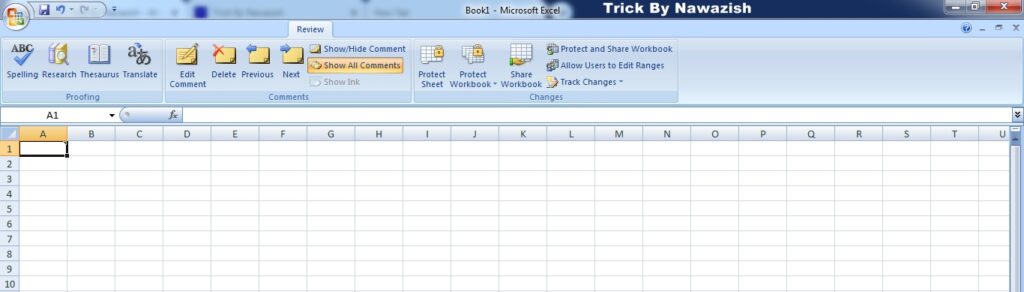 Review Tab in Microsoft Excel 2007