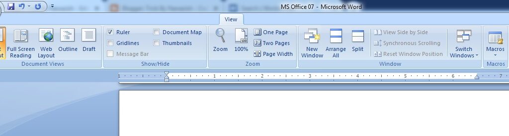 View Tab in MS Word 2007